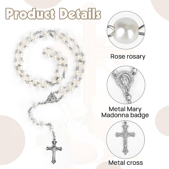 Beautifully Crafted Pearl Catholic Prayer Beads - Perfect Gift for All Occasions - Picture 4 of 7